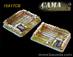 2 different large heavy mortar or rocket battery scenic bases