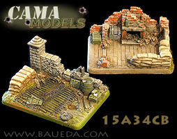 2 different 15mm Heavy Artillery scenic bases (urban)